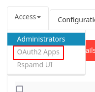 OAuth2 Apps menu