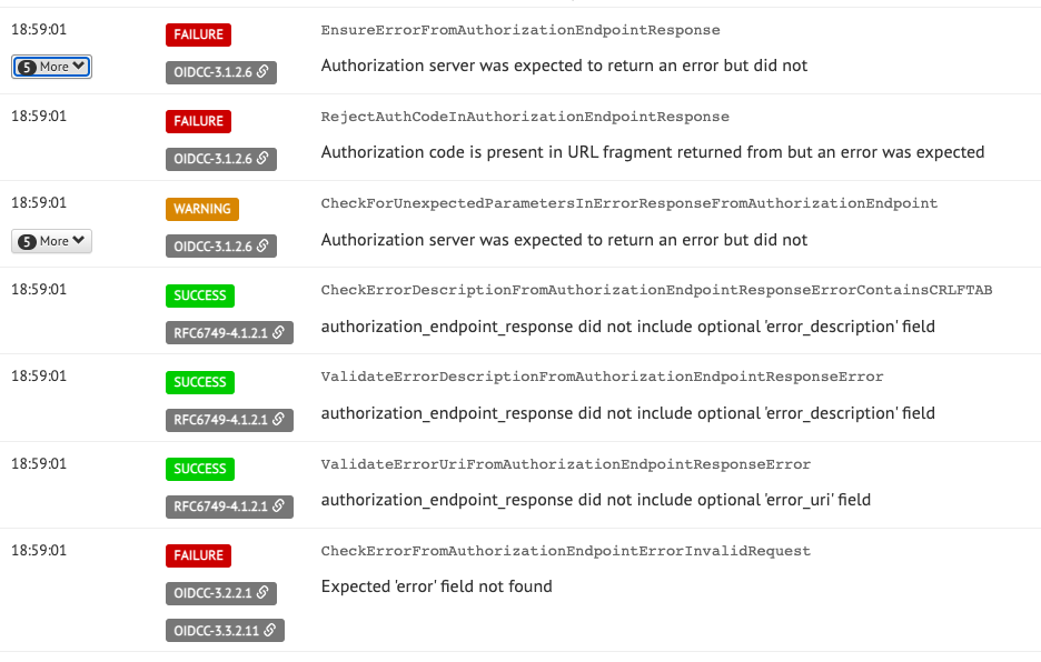 Failed test detail